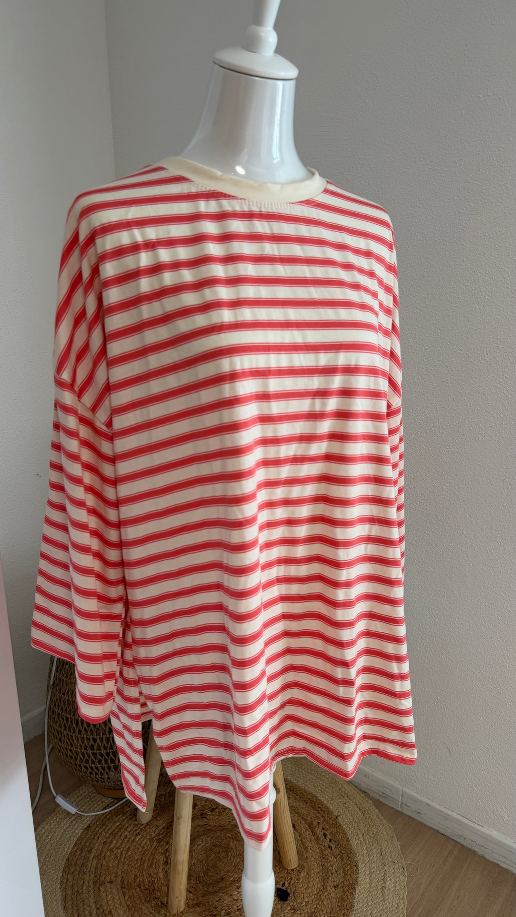 T-SHIRT MANCHE LONGUE RAYÉ CORAIL