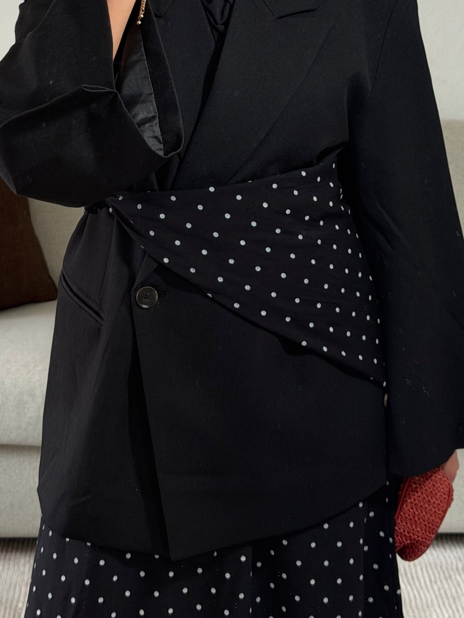 VOILE CARRÉ A POIS - NOIR