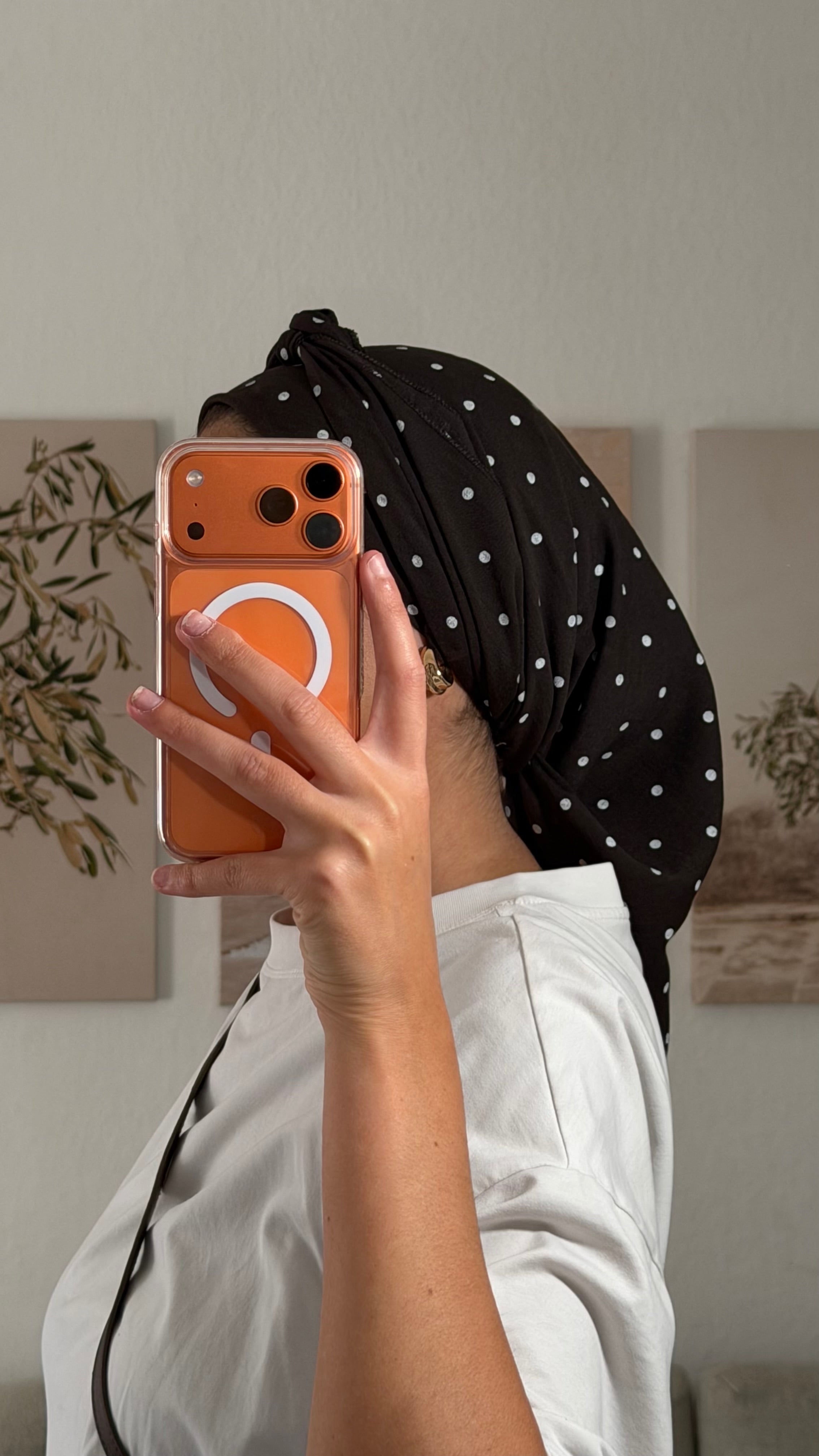 VOILE CARRÉ A POIS - MARRON