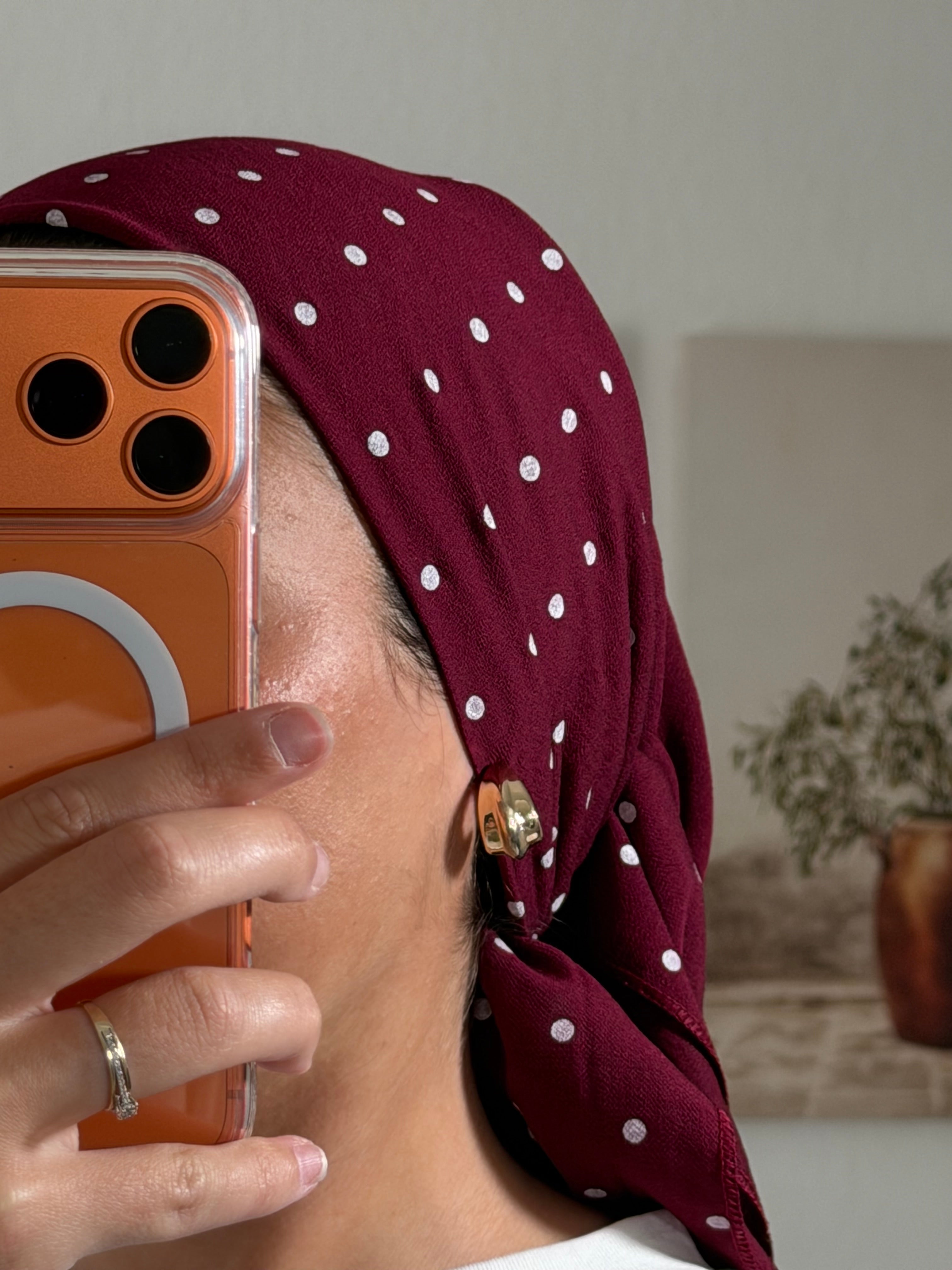 VOILE CARRÉ A POIS - BORDEAUX