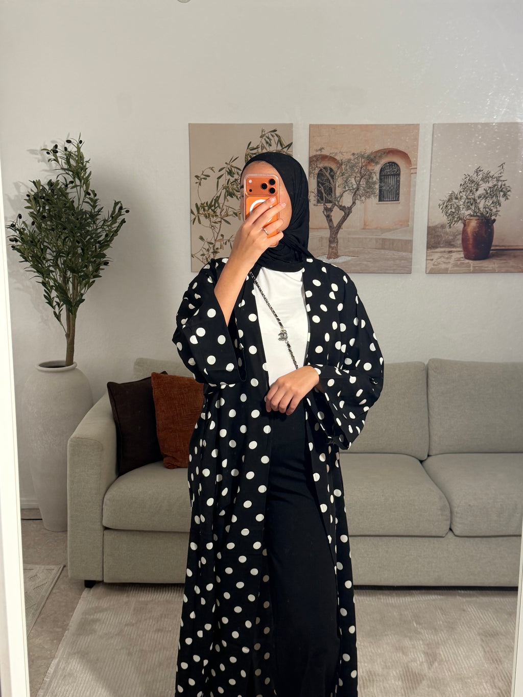 KIMONO À POIS - NOIR/BLANC