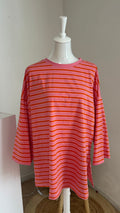 T-SHIRT MANCHE LONGUE RAYÉ ORANGE ROSE