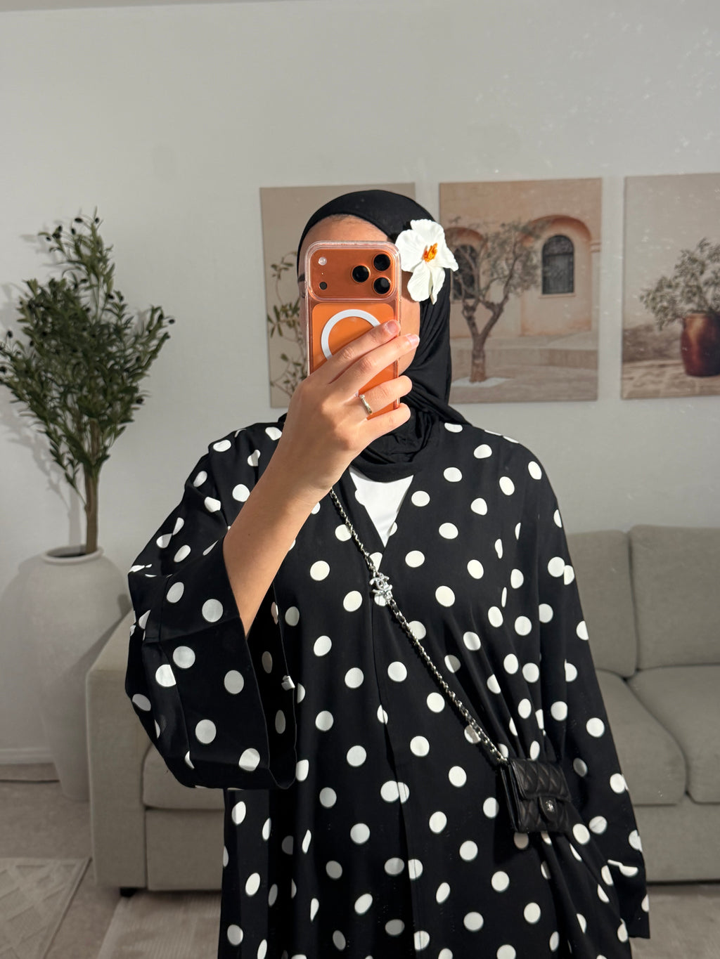 KIMONO À POIS - NOIR/BLANC