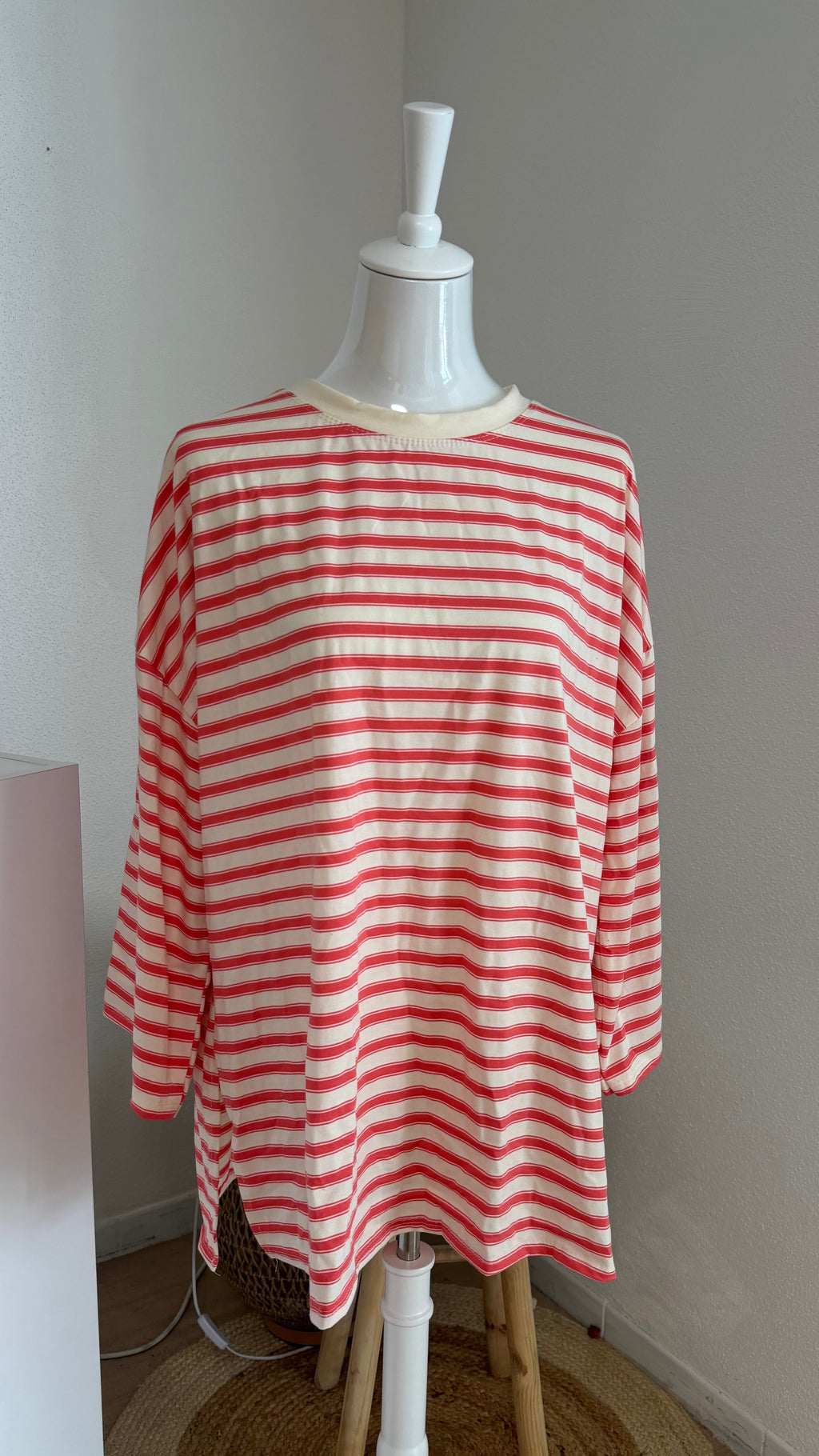 T-SHIRT MANCHE LONGUE RAYÉ CORAIL