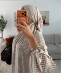 FOULARD CARREAUX - MARRON CLAIR