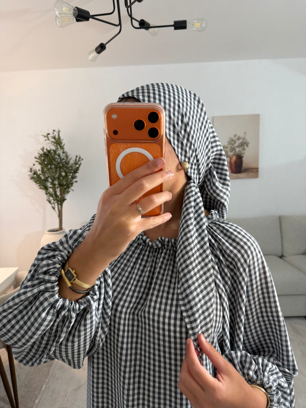 FOULARD CARREAUX - NOIR