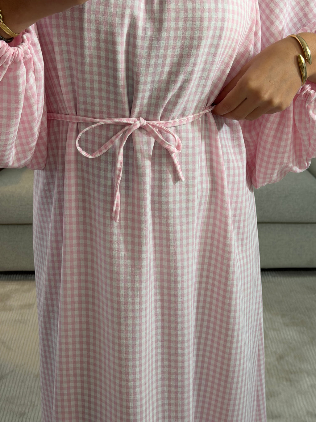 ROBE CARREAUX - ROSE CLAIR